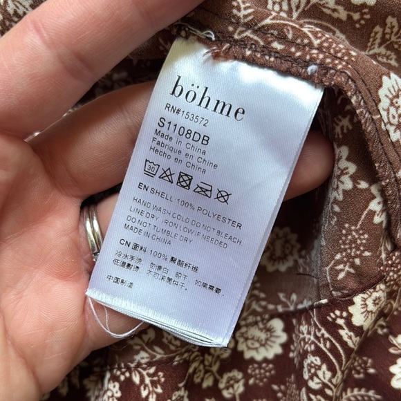 Bohme Brown and White Ruffled Puff Sleeve Mini Dress - Picture 10 of 14